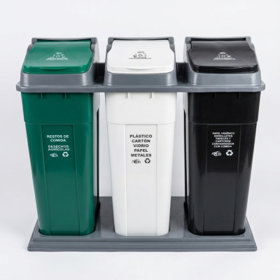 Punto Ecol&oacute;gico De 60 Litros Tres Puestos Plastico